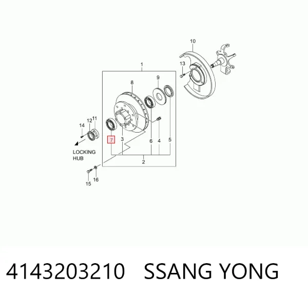 Подшипник ступицы передней наружный 4143203210 Ssang Yong