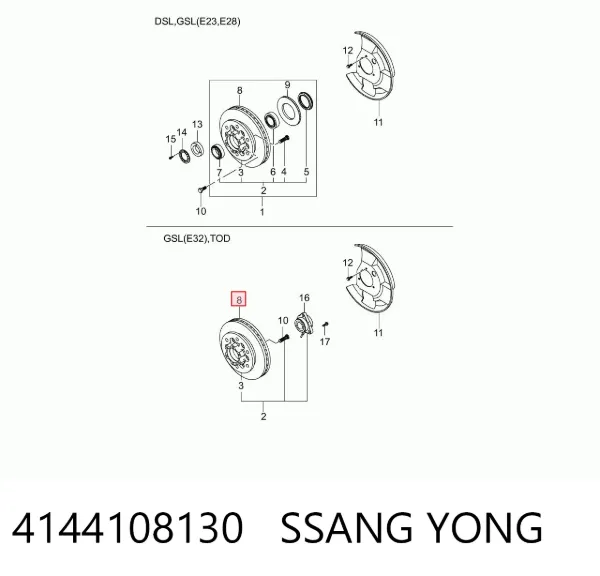 Передние тормозные диски 4144108130 Ssang Yong