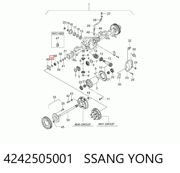 Сальник полуоси заднего моста 4242505001 Ssang Yong
