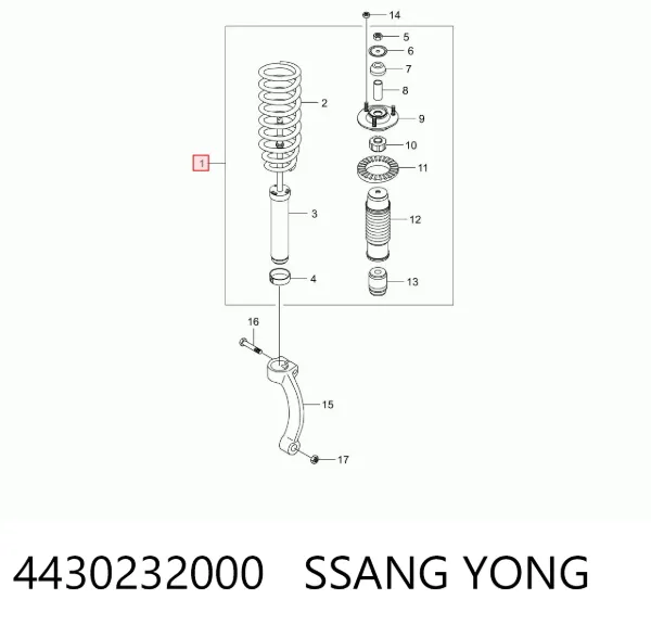 Амортизатор передний 4430232000 Ssang Yong