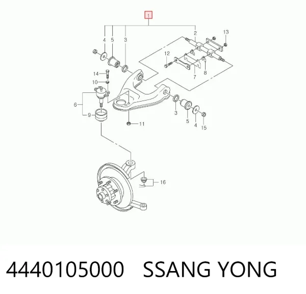Рычаг передней подвески верхний левый 4440105000 Ssang Yong