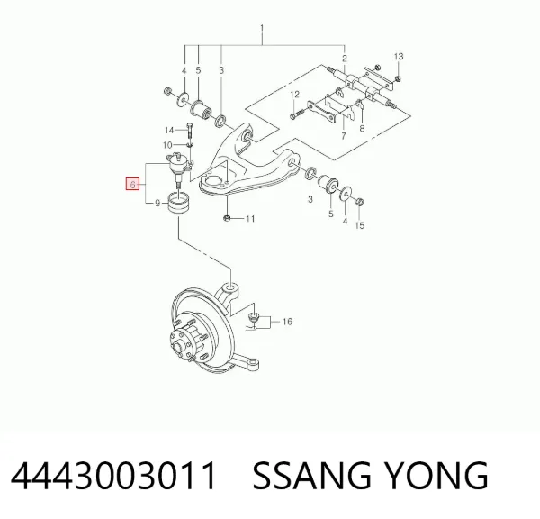Верхняя шаровая опора 4443003011 Ssang Yong