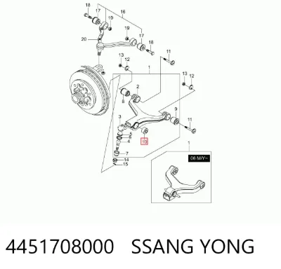 Сайлентблок переднего нижнего рычага SSANG YONG 4451708000