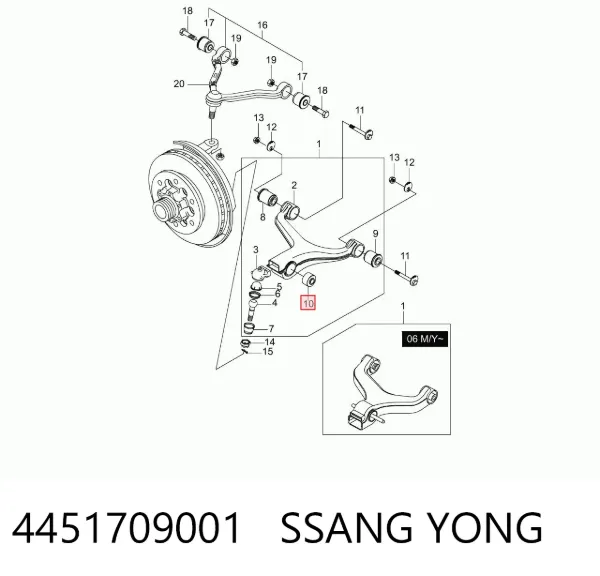Сайлентблок переднего рычага 4451709001 Ssang Yong
