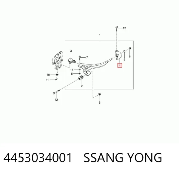 Сайлентблок переднего рычага 4453034001 Ssang Yong