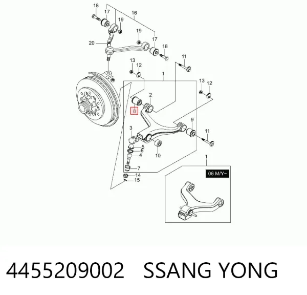 Сайлентблок переднего рычага 4455209002 Ssang Yong