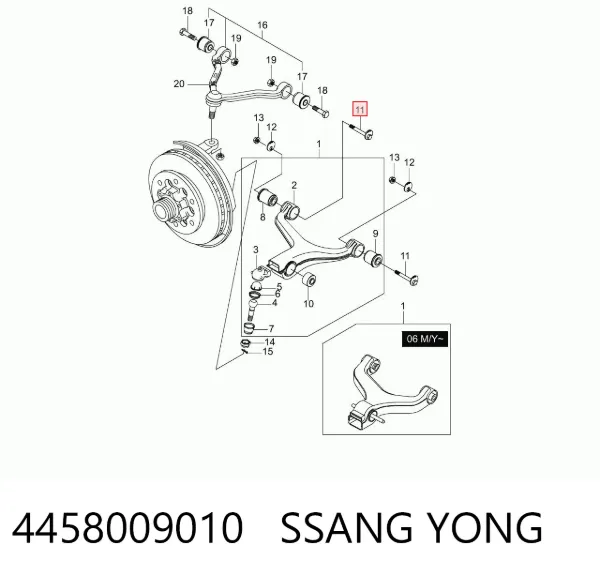 Болт нижнего рычага 4458009010 Ssang Yong