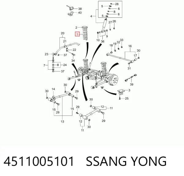 Задняя пружина 4511005101 Ssang Yong
