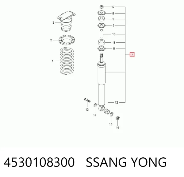 Амортизатор задний 4530108300 Ssang Yong