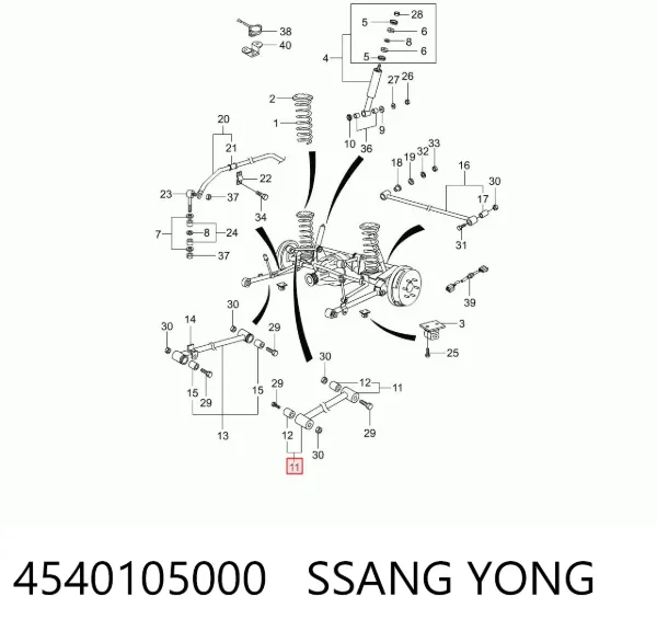 Рычаг задней подвески продольный 4540105000 Ssang Yong