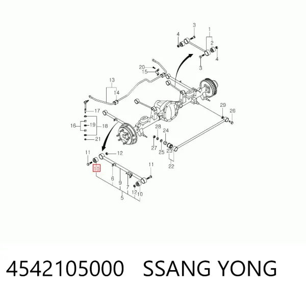 Сайлентблок заднего продольного верхнего рычага 4542105000 Ssang Yong