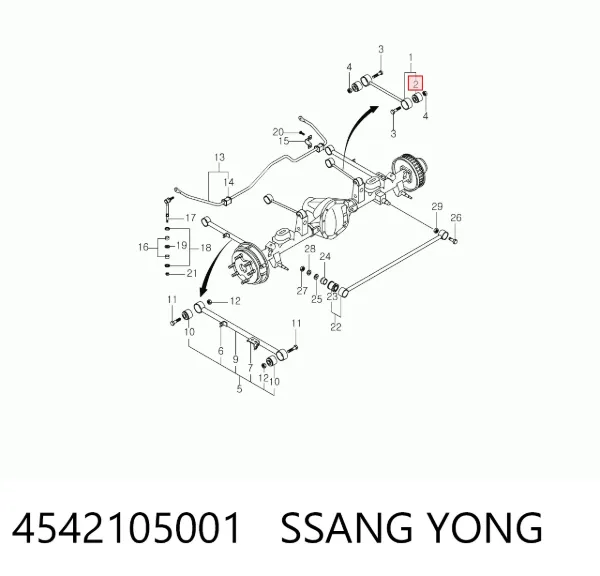 Сайлентблок заднего продольного верхнего рычага 4542105001 Ssang Yong
