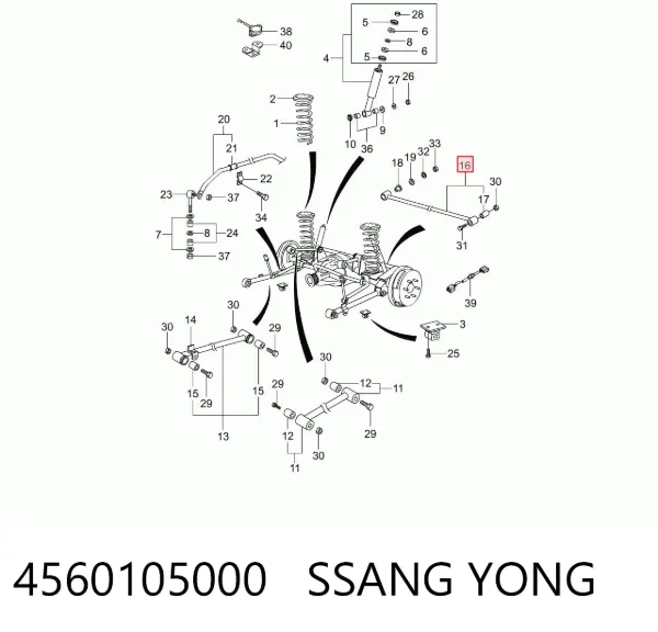 Тяга поперечная задней подвески 4560105000 Ssang Yong