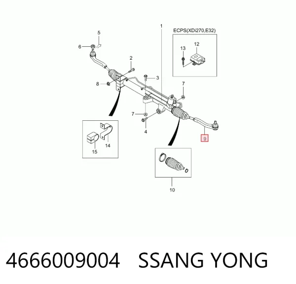 Рулевой наконечник 4666009004 Ssang Yong