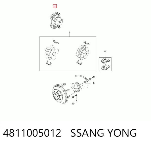 Суппорт тормозной передний левый 4811005012 Ssang Yong