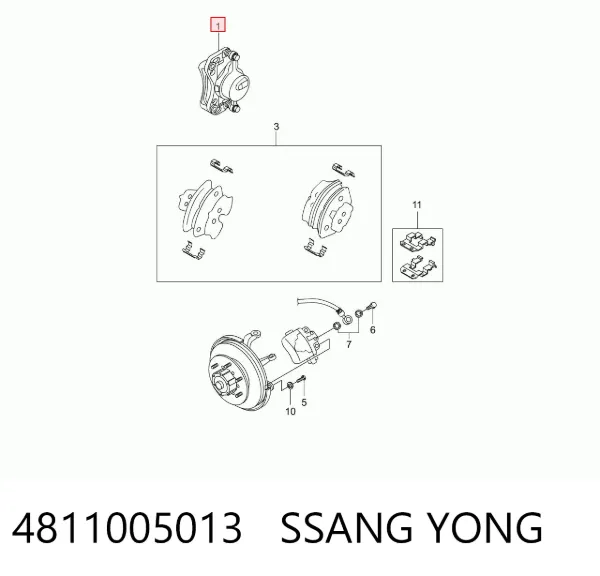 Суппорт тормозной передний левый 4811005013 Ssang Yong