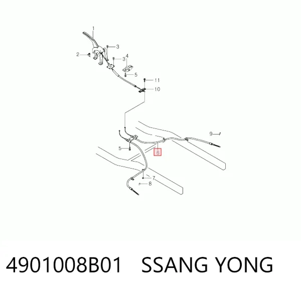 Трос ручника 4901008B01 Ssang Yong