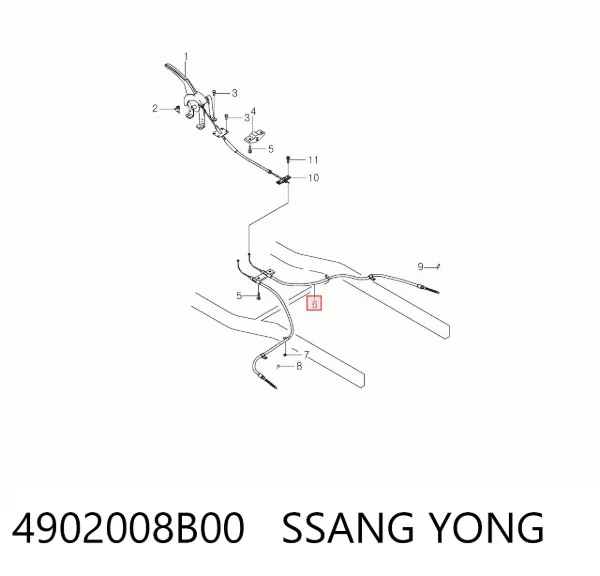 Задний правый трос ручника 4902008B00 Ssang Yong