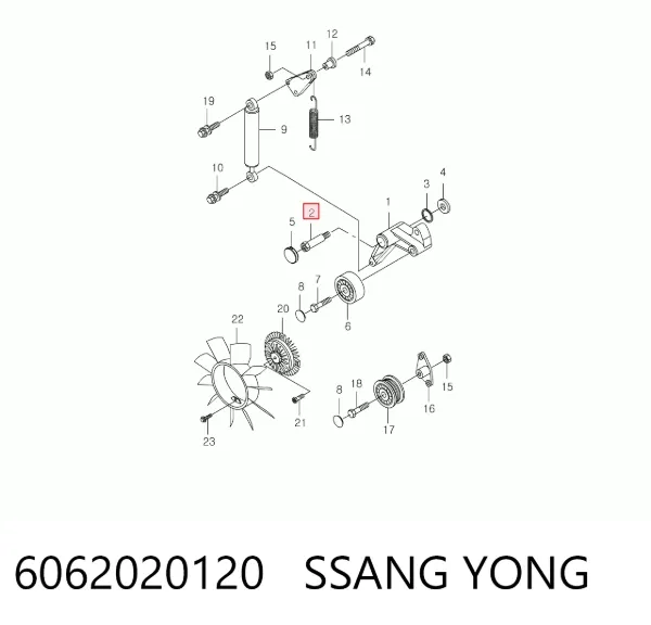 Кронштейн натяжителя приводного ремня 6062020120 Ssang Yong