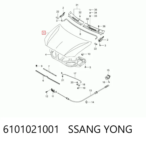Капот 6101021001 Ssang Yong