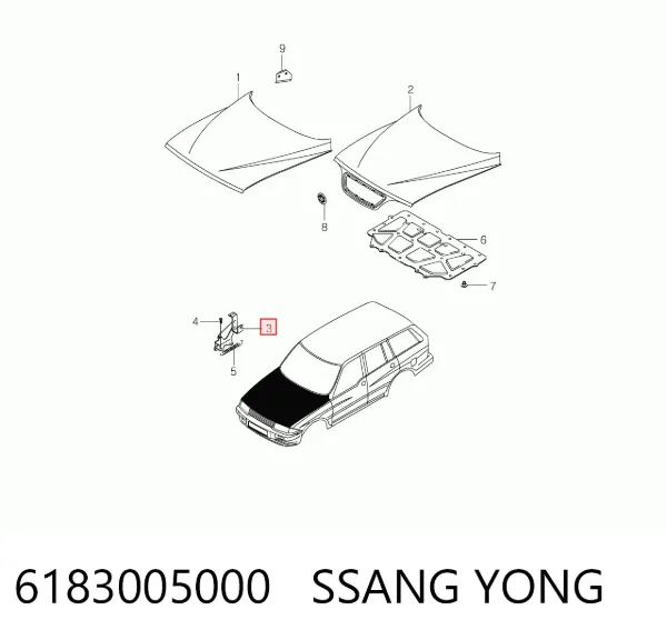Петля капота левая 6183005000 Ssang Yong