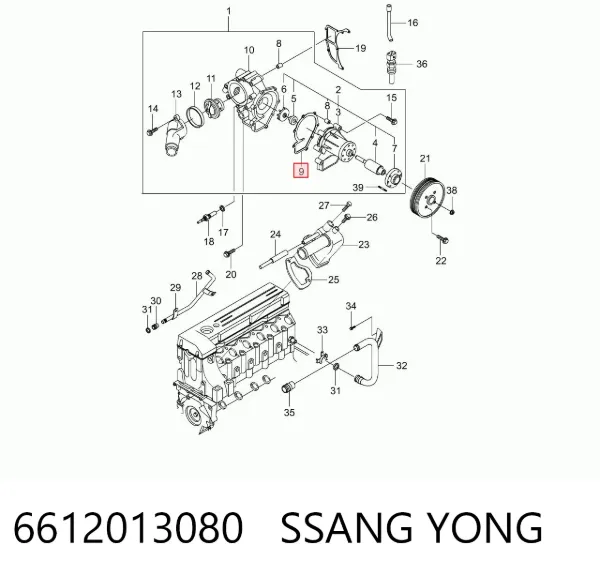 Прокладка водяной помпы 6612013080 Ssang Yong