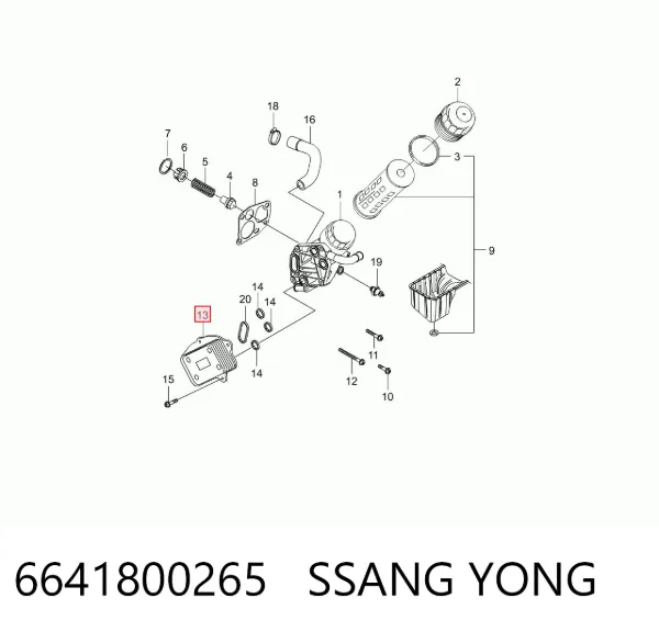 Масляный радиатор 6641800265 Ssang Yong