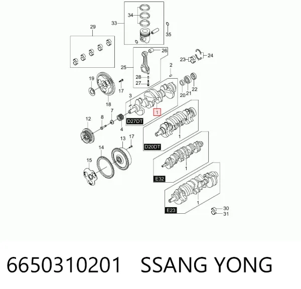Коленвал 6650310201 Ssang Yong