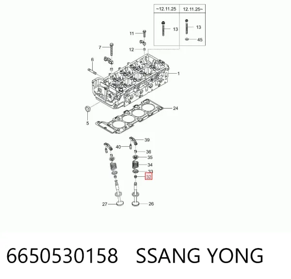 Сальники клапанов 6650530158 Ssang Yong