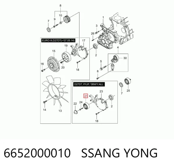 Паразитный ролик 6652000010 Ssang Yong