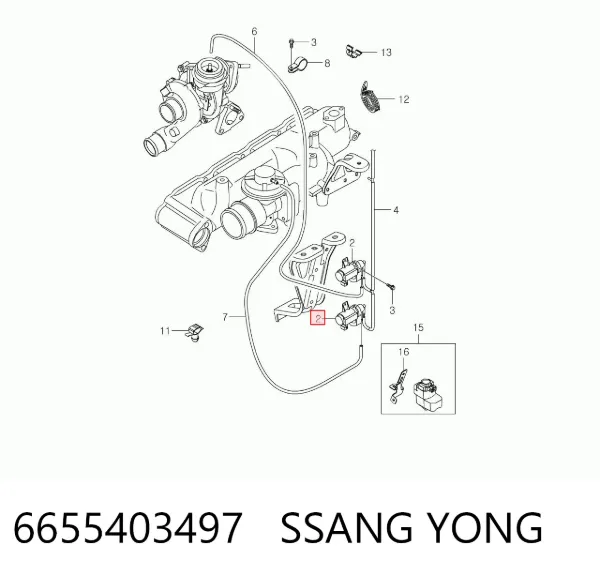 Клапан соленоид регулирования заслонки EGR 6655403497 Ssang Yong