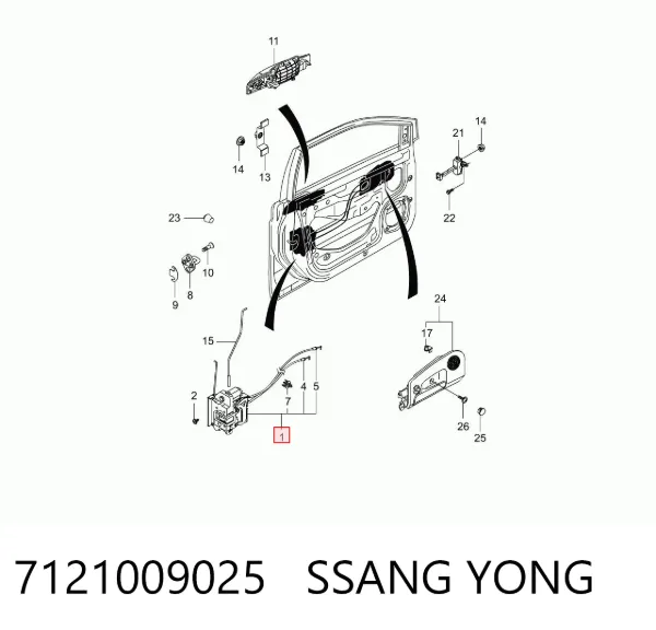 Замок водительской двери 7121009025 Ssang Yong