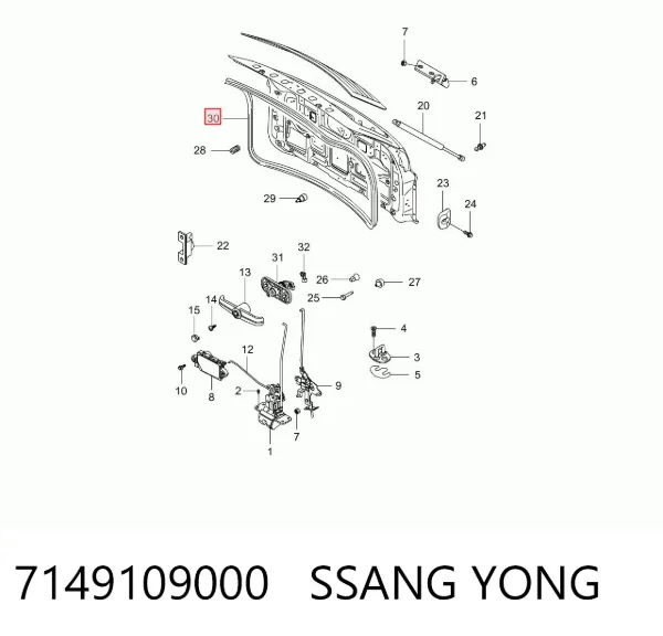 Уплотнитель багажника (двери 3/5-й задней) 7149109000 Ssang Yong