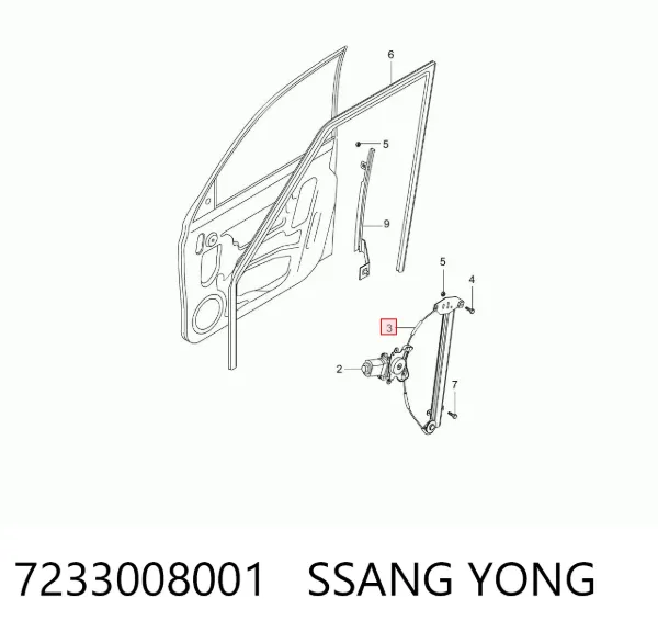 Стеклоподъемник передней левой двери 7233008001 Ssang Yong