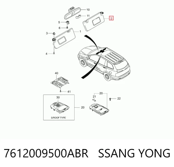 Солнцезащитный козырек 7612009500ABR Ssang Yong