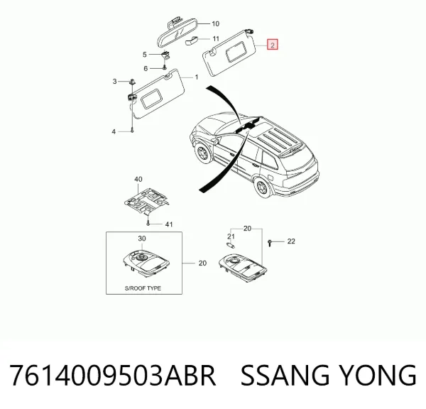 Солнцезащитный козырек 7614009503ABR Ssang Yong