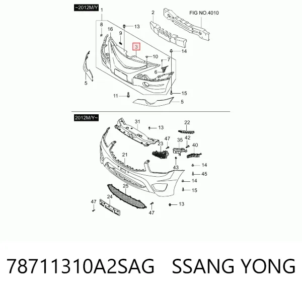 Передний бампер 78711310A2SAG Ssang Yong