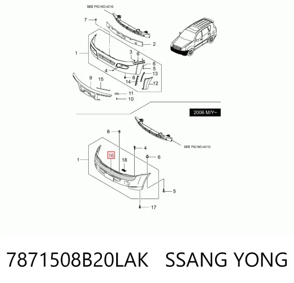 Накладка бампера переднего 7871508B20LAK Ssang Yong