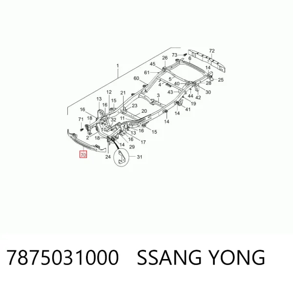 Усилитель переднего бампера 7875031000 Ssang Yong