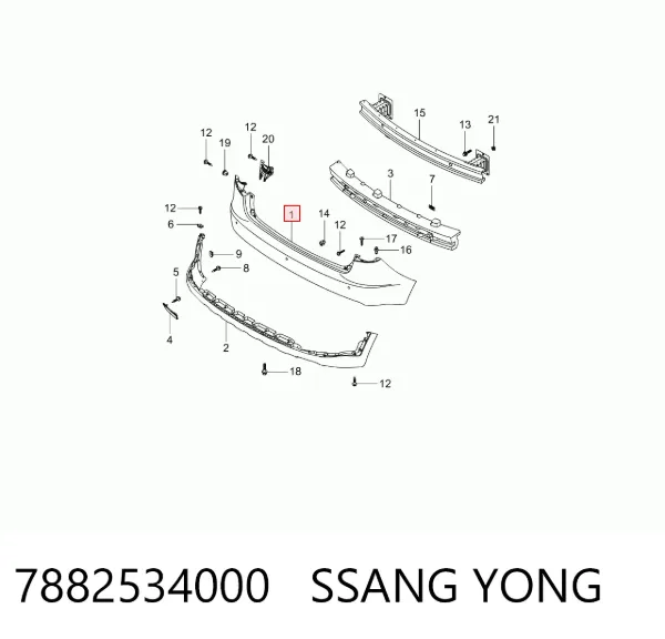Верхняя часть заднего бампера 7882534000 Ssang Yong