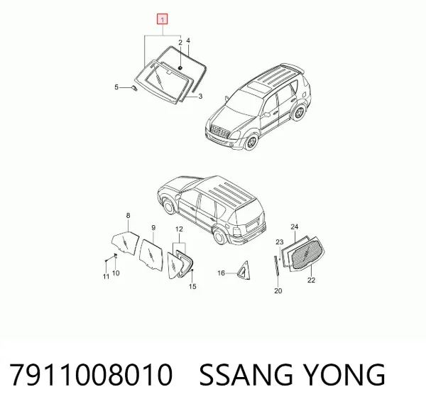 Лобовое стекло 7911008010 Ssang Yong