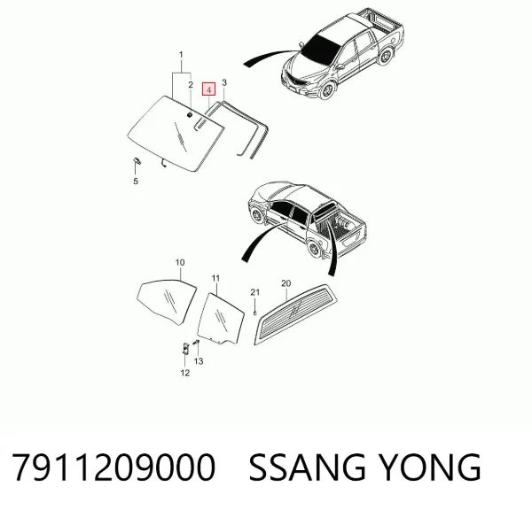 Уплотнитель лобового стекла 7911209000 Ssang Yong