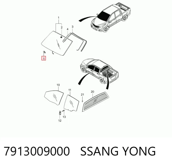 Лобовое стекло 7913009000 Ssang Yong
