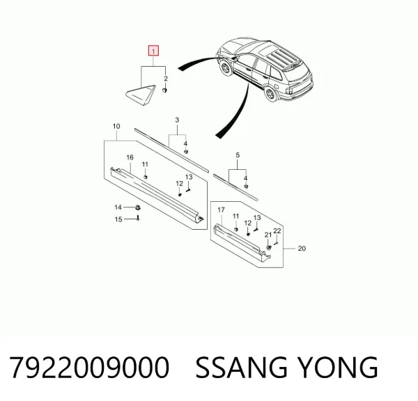 Накладка (крышка) зеркала заднего вида правая 7922009000 Ssang Yong