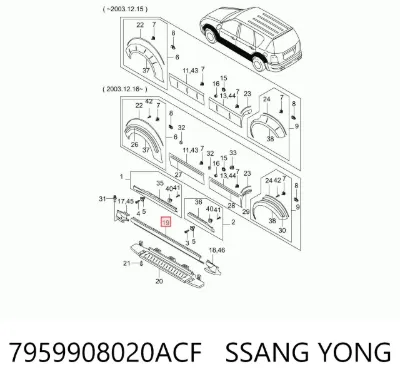 Накладка (молдинг) порога наружная правая SSANG YONG 7959908020ACF