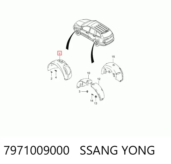 Подкрылок передний левый 7971009000 Ssang Yong
