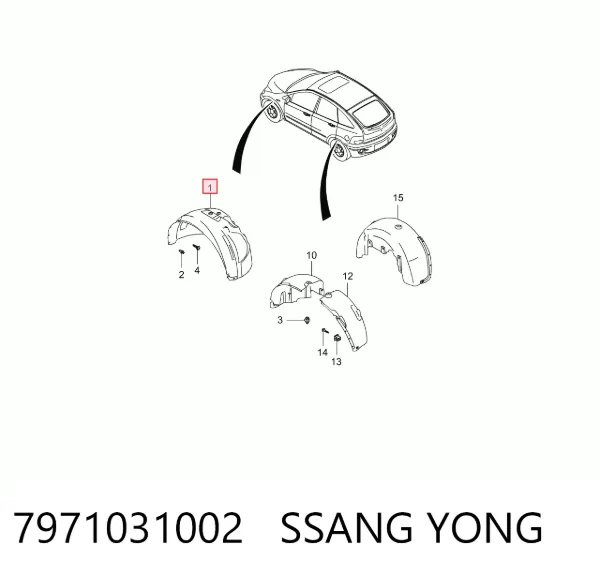 Подкрылок передний левый 7971031002 Ssang Yong