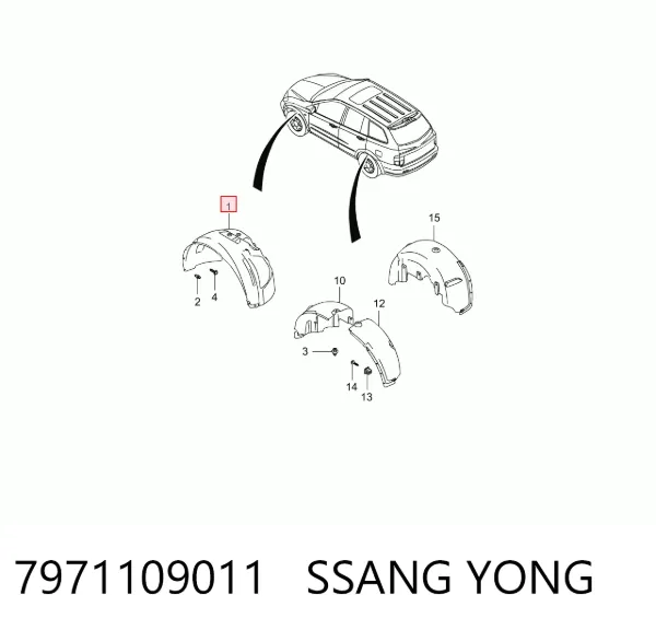 Подкрылок передний левый 7971109011 Ssang Yong