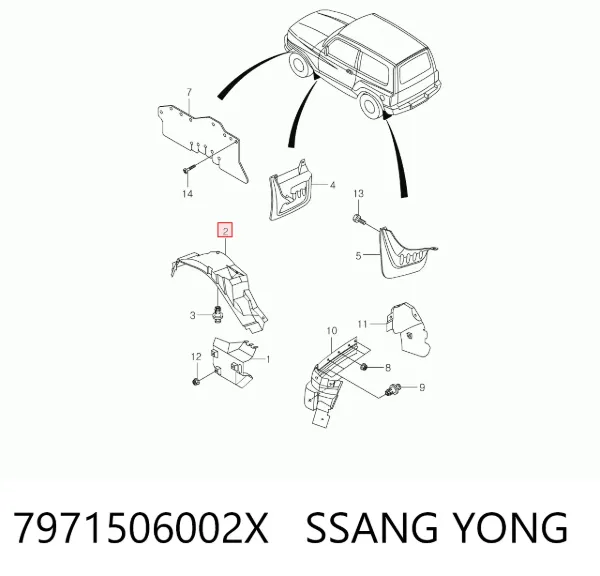 Подкрылок передний левый 7971506002X Ssang Yong
