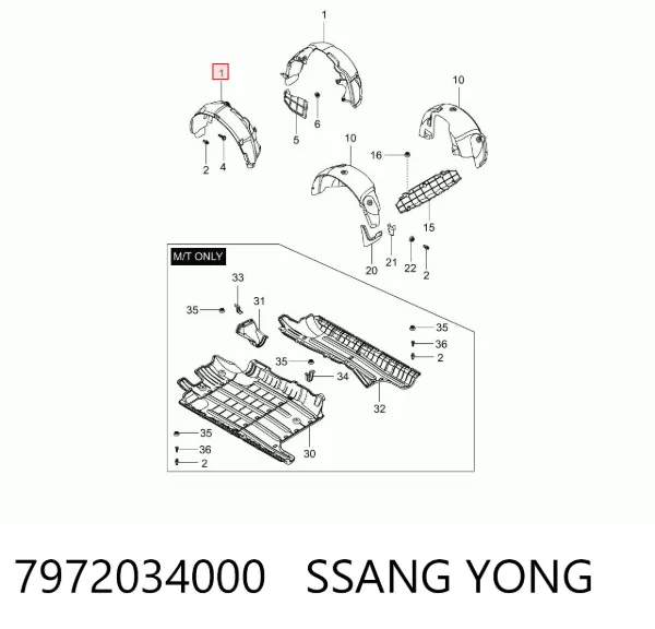 Подкрылок передний правый 7972034000 Ssang Yong